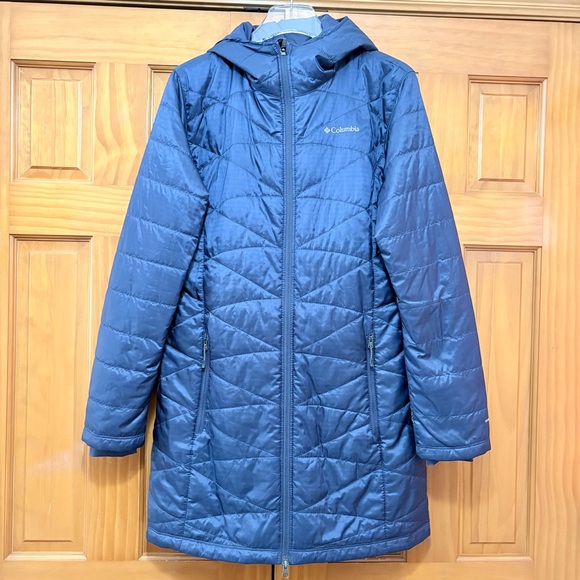 Columbia Navy Omni Heat Quilted Hooded Jacket Size Large - Picture 1 of 14